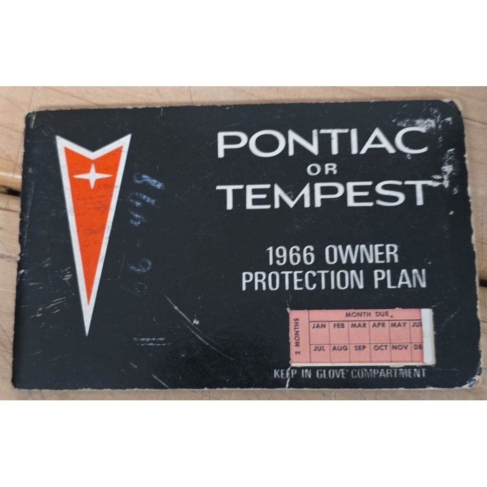 1966 Pontiac Tempest Owner Protection Plan Manual with Protect-O-Plate Vintage